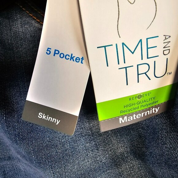 Time & Tru Maternity Skinny Jeans Comfort Belly Band Size XXL (20) Medium Wash - Picture 4 of 11